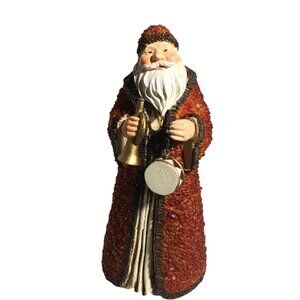 Vintage Santa Claus Figurine With Trumpet & Drum 7 Inch Tall Holiday Decoration